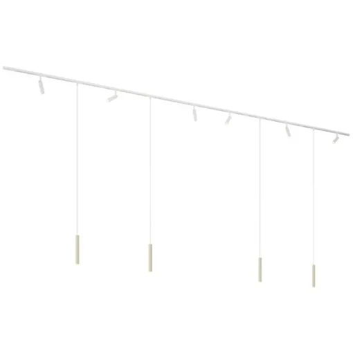 QAZQA Modern railsysteem met 6 spots en 4 hanglampen beige met wit 1-fase - Slimline Uzzy Keno