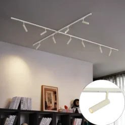 QAZQA Modern railsysteem met 10 spots beige met wit 1-fase - Slimline Uzzy