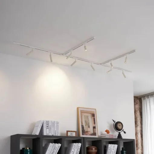 QAZQA Modern railsysteem met 10 spots beige met wit 1-fase - Slimline Uzzy