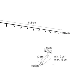 QAZQA Modern railsysteem met 10 spots beige met wit 1-fase - Slimline Uzzy