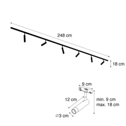 QAZQA Modern railsysteem met 6 spots zwart 1-fase - Slimline Uzzy