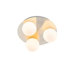 QAZQA Moderne badkamer plafondlamp staal 3-lichts - Cederic