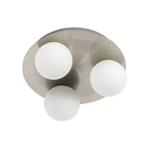 QAZQA Moderne badkamer plafondlamp staal 3-lichts - Cederic