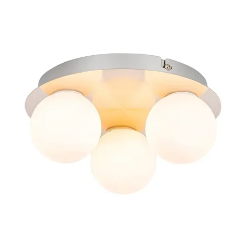 QAZQA Moderne badkamer plafondlamp staal 3-lichts - Cederic
