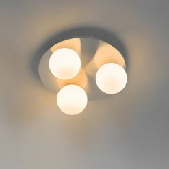 QAZQA Moderne badkamer plafondlamp staal 3-lichts - Cederic