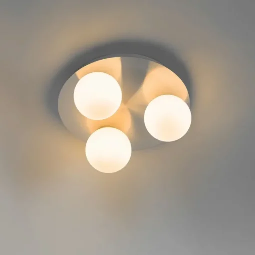 QAZQA Moderne badkamer plafondlamp staal 3-lichts - Cederic