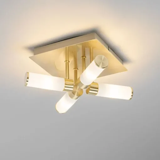 QAZQA Moderne badkamer plafondlamp messing 4-lichts IP44 - Bath
