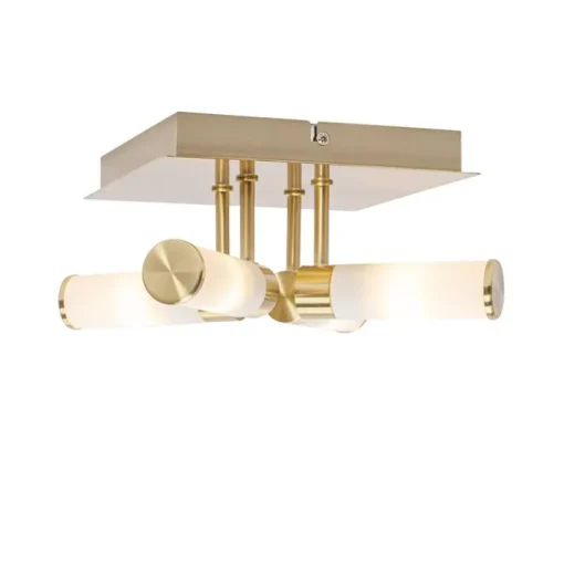 QAZQA Moderne badkamer plafondlamp messing 4-lichts IP44 - Bath