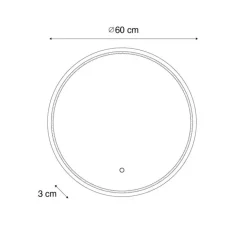QAZQA Moderne badkamerspiegel 60 cm incl. LED en touch dimmer - Sebas