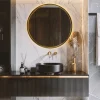 QAZQA Moderne badkamerspiegel zwart incl. LED en touch dimmer - Pim