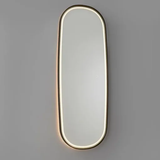 QAZQA Moderne badkamerspiegel zwart incl. LED en touch dimmer - Geraldien