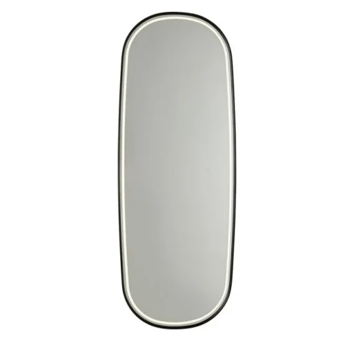 QAZQA Moderne badkamerspiegel zwart incl. LED en touch dimmer - Geraldien