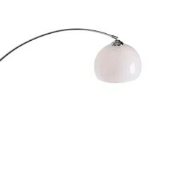 QAZQA Moderne booglamp chroom met witte kap - Arc Basic