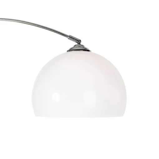 QAZQA Moderne booglamp chroom met witte kap - Arc Basic