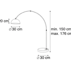 QAZQA Moderne booglamp chroom met witte kap - Arc Basic