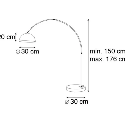 QAZQA Moderne booglamp chroom met witte kap - Arc Basic