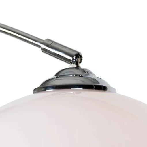 QAZQA Moderne booglamp chroom met witte kap - Arc Basic