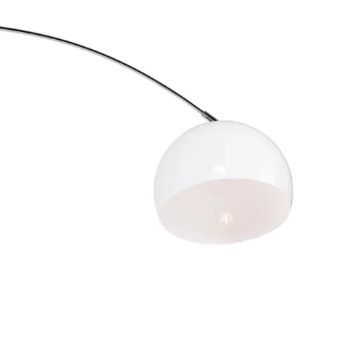 QAZQA Moderne booglamp chroom met witte kap - Arc Basic