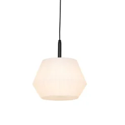 QAZQA Moderne buiten hanglamp zwart met witte kap 32.9 cm IP44 - Robbert