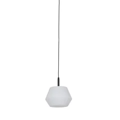 QAZQA Moderne buiten hanglamp zwart met witte kap 32.9 cm IP44 - Robbert