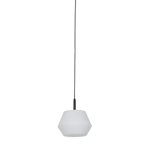 QAZQA Moderne buiten hanglamp zwart met witte kap 32.9 cm IP44 - Robbert