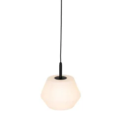 QAZQA Moderne buiten hanglamp zwart met witte kap 32.9 cm IP44 - Robbert