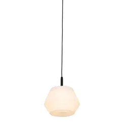 QAZQA Moderne buiten hanglamp zwart met witte kap 32.9 cm IP44 - Robbert