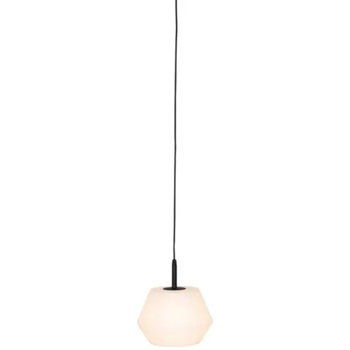 QAZQA Moderne buiten hanglamp zwart met witte kap 32.9 cm IP44 - Robbert