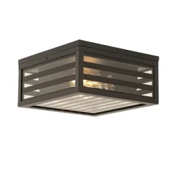 QAZQA Moderne buiten plafondlamp zwart glas 2-lichts IP44 - Reims