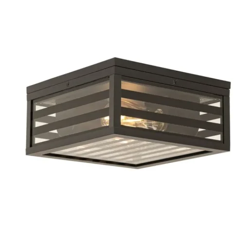 QAZQA Moderne buiten plafondlamp zwart glas 2-lichts IP44 - Reims