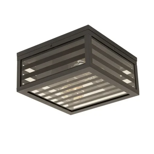 QAZQA Moderne buiten plafondlamp zwart glas 2-lichts IP44 - Reims