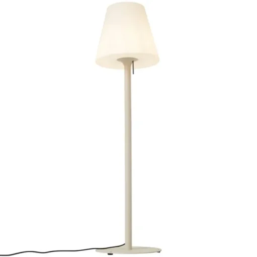 QAZQA Moderne buiten vloerlamp beige met witte kap IP44 - Big Virginia