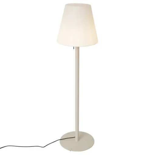 QAZQA Moderne buiten vloerlamp beige met witte kap IP44 - Big Virginia