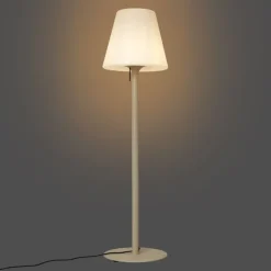 QAZQA Moderne buiten vloerlamp beige met witte kap IP44 - Big Virginia