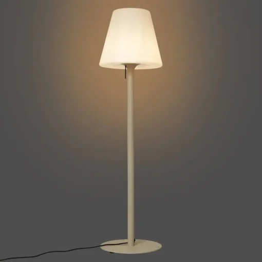 QAZQA Moderne buiten vloerlamp beige met witte kap IP44 - Big Virginia