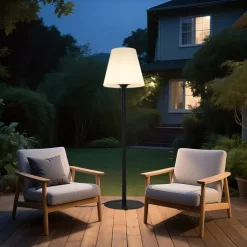 QAZQA Moderne buiten vloerlamp zwart met witte kap IP44 - Big Virginia