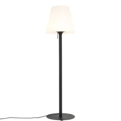 QAZQA Moderne buiten vloerlamp zwart met witte kap IP44 - Big Virginia