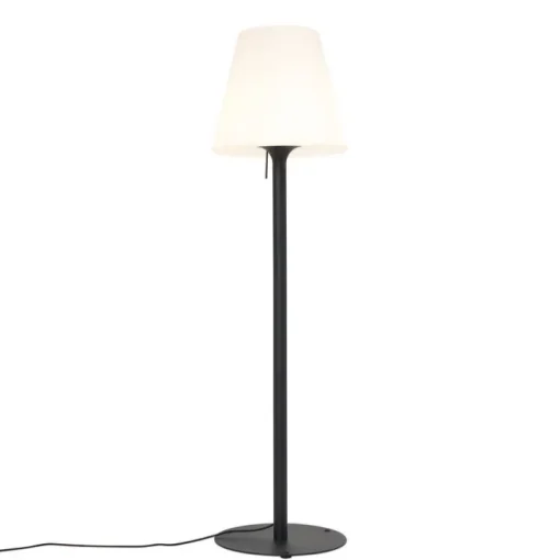QAZQA Moderne buiten vloerlamp zwart met witte kap IP44 - Big Virginia