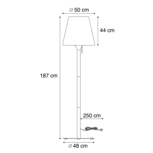 QAZQA Moderne buiten vloerlamp zwart met witte kap IP44 - Big Virginia