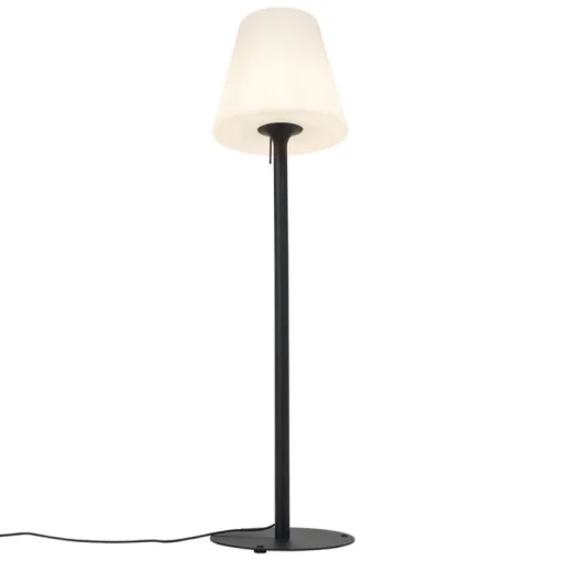 QAZQA Moderne buiten vloerlamp zwart met witte kap IP44 - Big Virginia