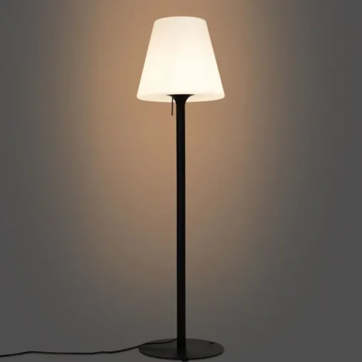 QAZQA Moderne buiten vloerlamp zwart met witte kap IP44 - Big Virginia