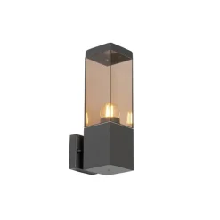 QAZQA Moderne buiten wandlamp donkergrijs met smoke - Malios