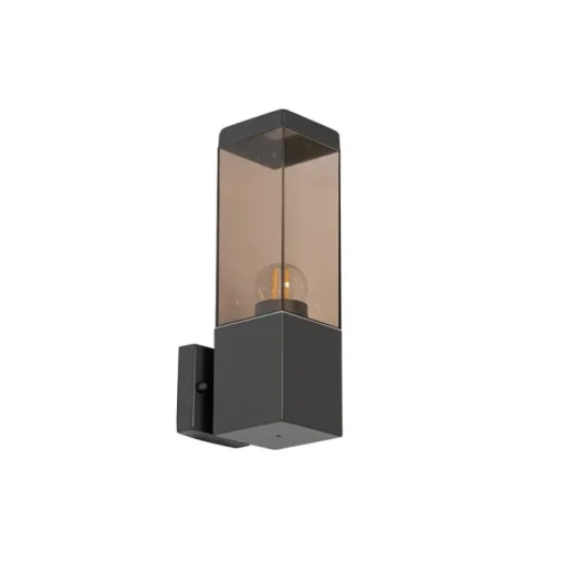 QAZQA Moderne buiten wandlamp donkergrijs met smoke - Malios