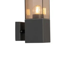 QAZQA Moderne buiten wandlamp donkergrijs met smoke - Malios