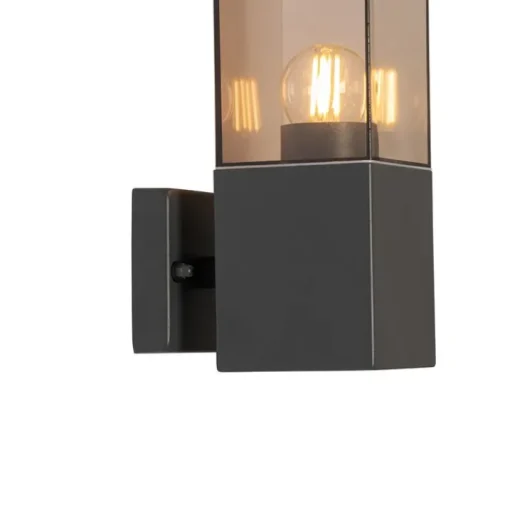 QAZQA Moderne buiten wandlamp donkergrijs met smoke - Malios