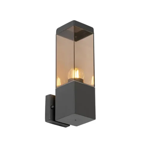 QAZQA Moderne buiten wandlamp donkergrijs met smoke - Malios