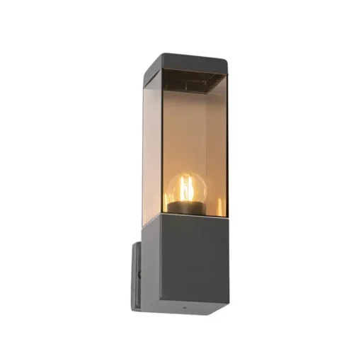 QAZQA Moderne buiten wandlamp donkergrijs met smoke - Malios