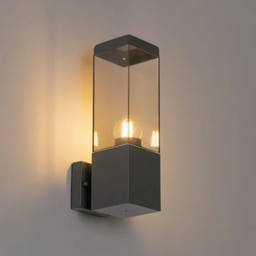 QAZQA Moderne buiten wandlamp donkergrijs met smoke - Malios