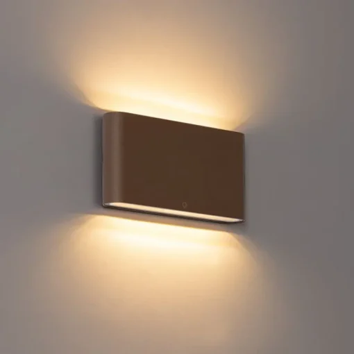 QAZQA Moderne buiten wandlamp roestbruin 17,5 cm incl. LED IP65 - Batt