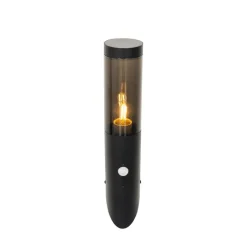 QAZQA Moderne buiten wandlamp zwart met bewegingssensor IP44 - Rox